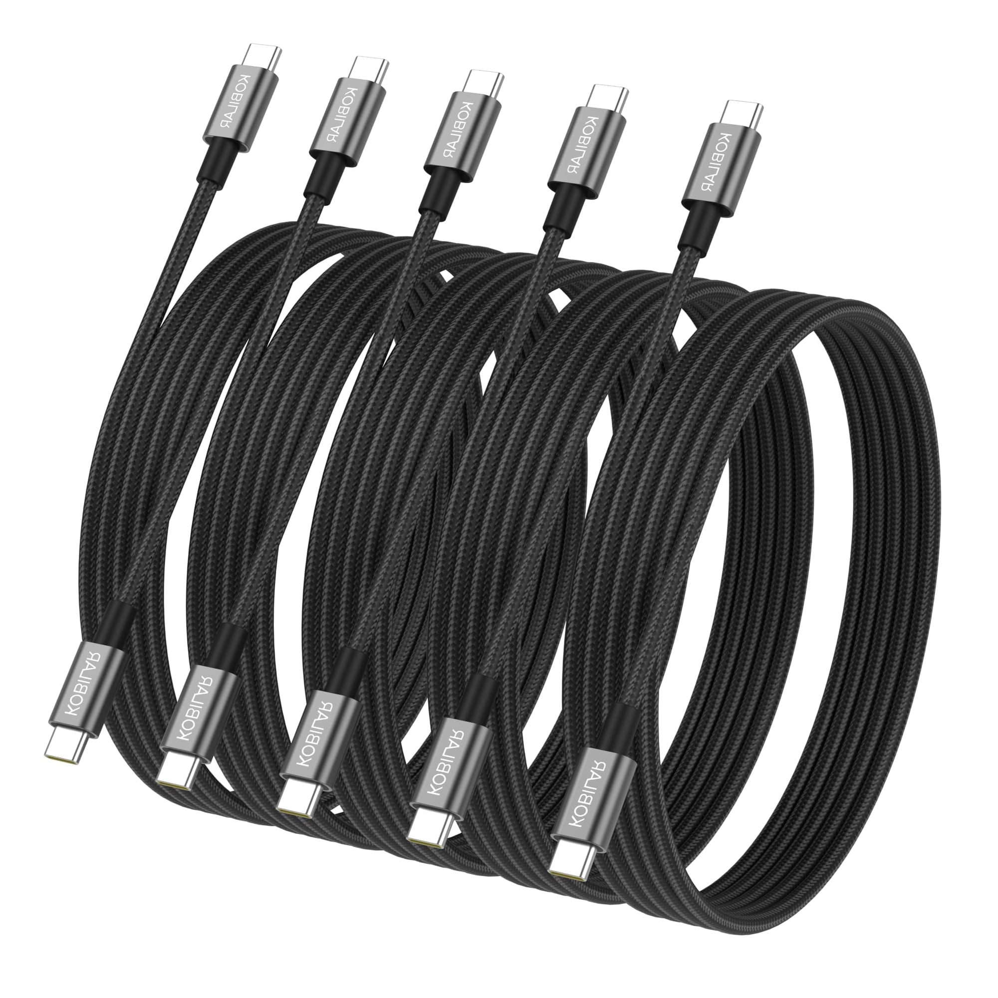 kobilar USB-c cables to USB-c,Braided 100W Super Fast Charging cables for iPhone 17 16 Series, Samsung , ipad charger cord 5pack-6.6ft（Grey）