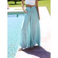 thumbnail image 5 of Women Casual Elastic Drawstring Floral Print Wide Leg Maxi Pants with Pockets Blue Print XXL, 5 of 7
