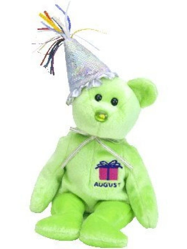 TY TY Beanie Baby August The Teddy Birthday Bear w Hat Walmart TY TY Beanie Baby August The Teddy Birthday Bear w Hat Walmart