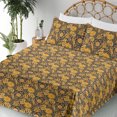 thumbnail image 3 of Ambesonne Vintage Fitted & Flat Sheet with Sham 3 Pcs Set, Art Deco Damask Pattern, Twin XL, Marigold Charcoal Grey, 3 of 5