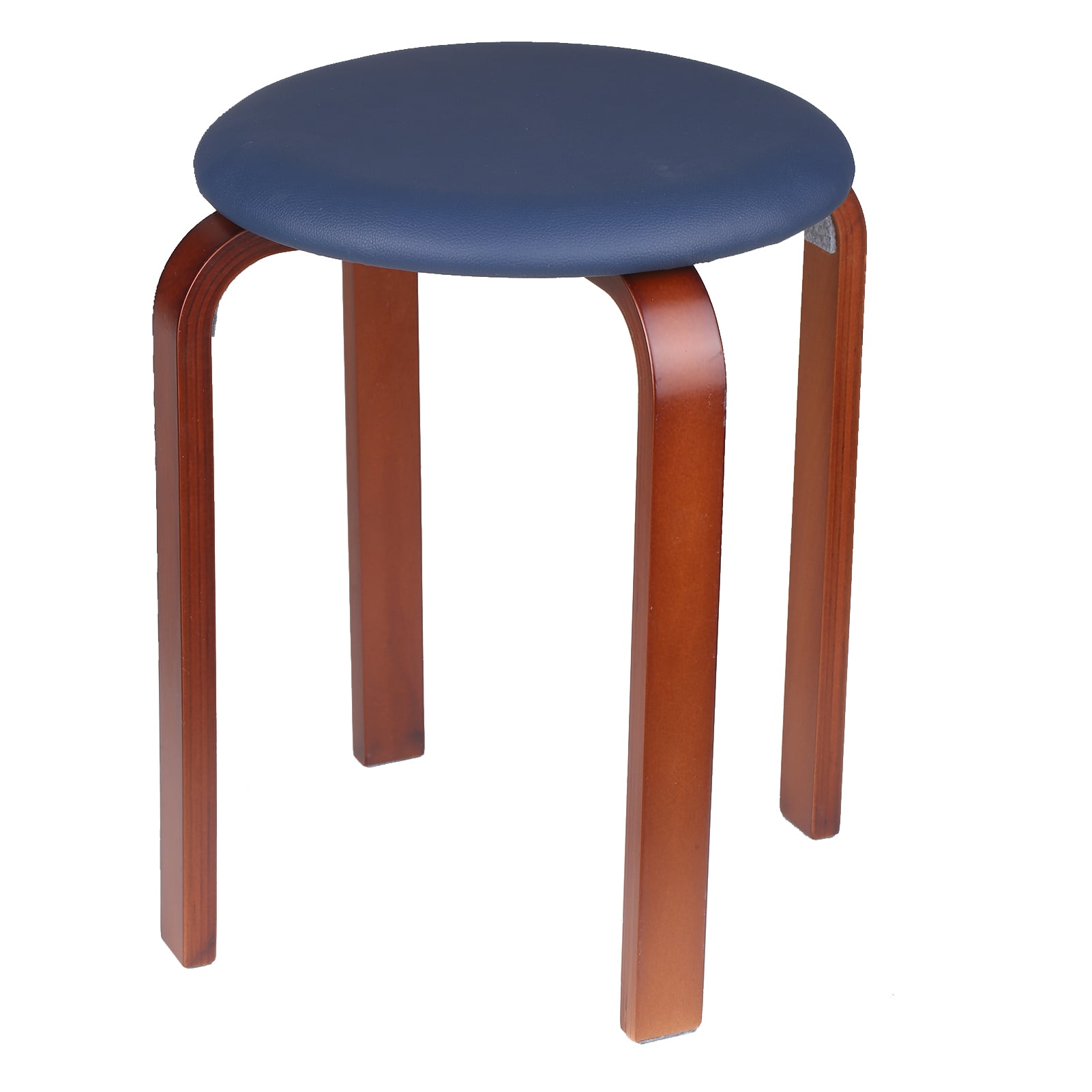 Tomshoo Wooden Stool Solid Wood Kd Stool Stackable Leather Cushion Padded Round Stool Backless Chair For Home Restaurant Cafe Bar Walmart Com Walmart Com
