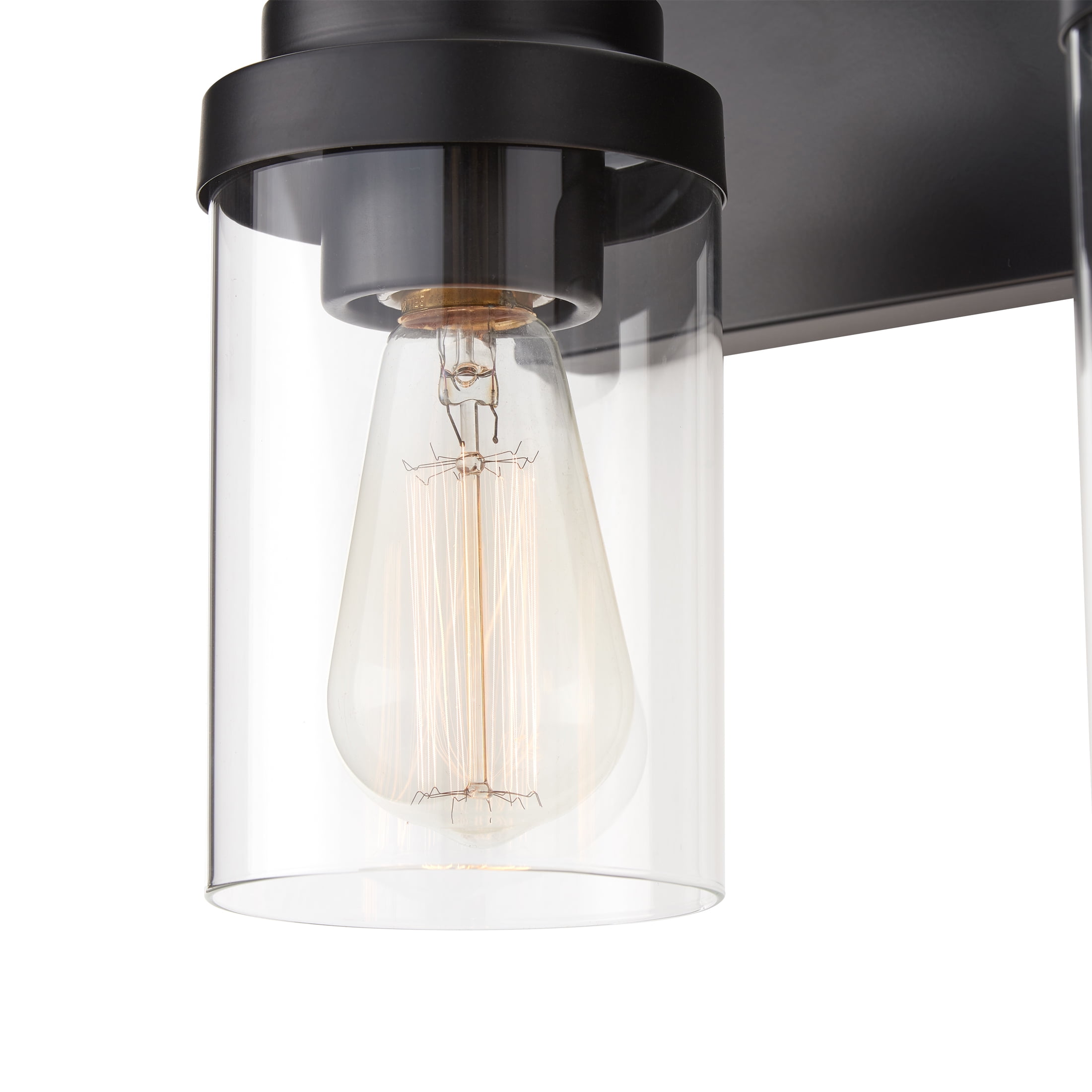 Kyrid 4-Light Black Dimmable Vanity Light over Mirror with Glass Shade for Bathroom