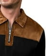 thumbnail image 4 of Kakii Men's Corduroy & Knit Blend Polo, Half Zip Collared Shirt with Brown Accents, Textured Long Sleeve Casual Top, 4 of 5