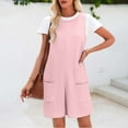thumbnail image 3 of Simua Women's Summer Sleeveless Romper Casual Solid Color Ribbed Loose Shorts Jumpsuit Overalls Outfits with Pockets, 3 of 7