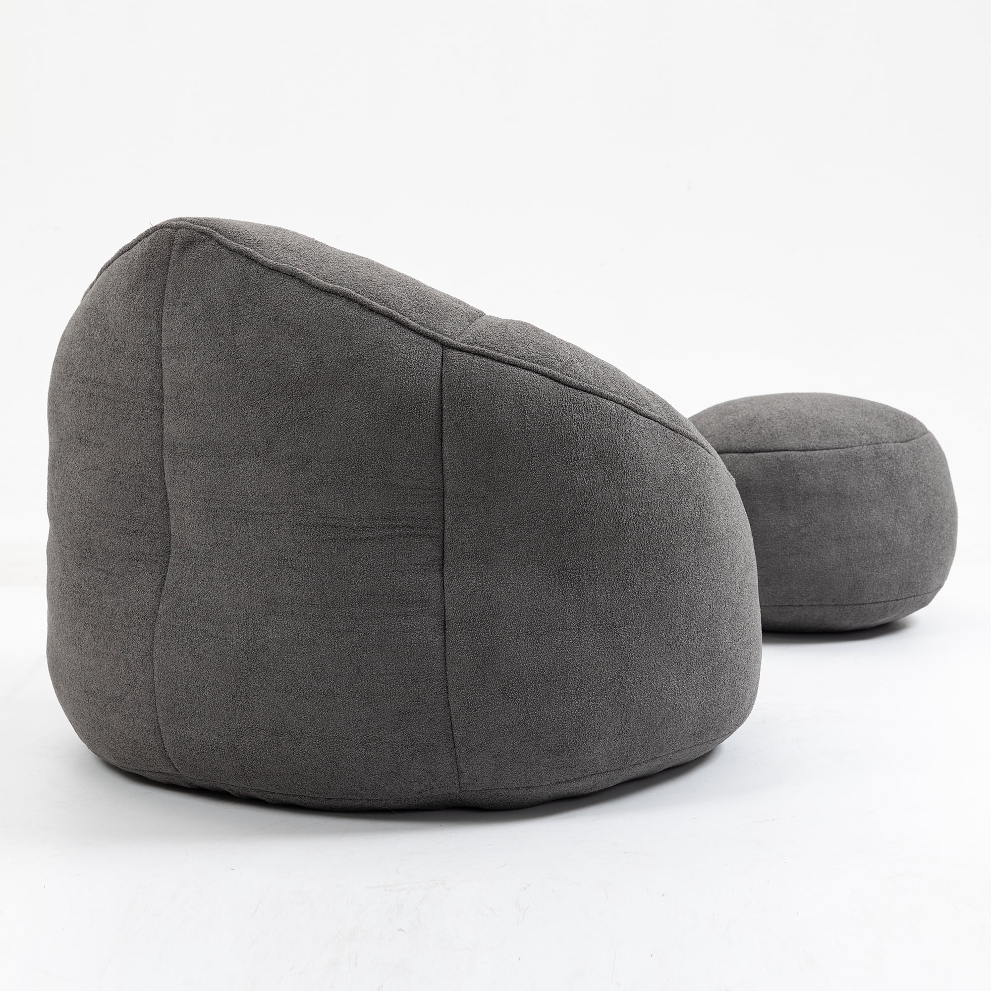 Jopath Bean Bag Chair with Footstool, Lazy Sofa for Adults and Kids, Floor Sofa for Gaming Reading Living Room Bedroom Grey