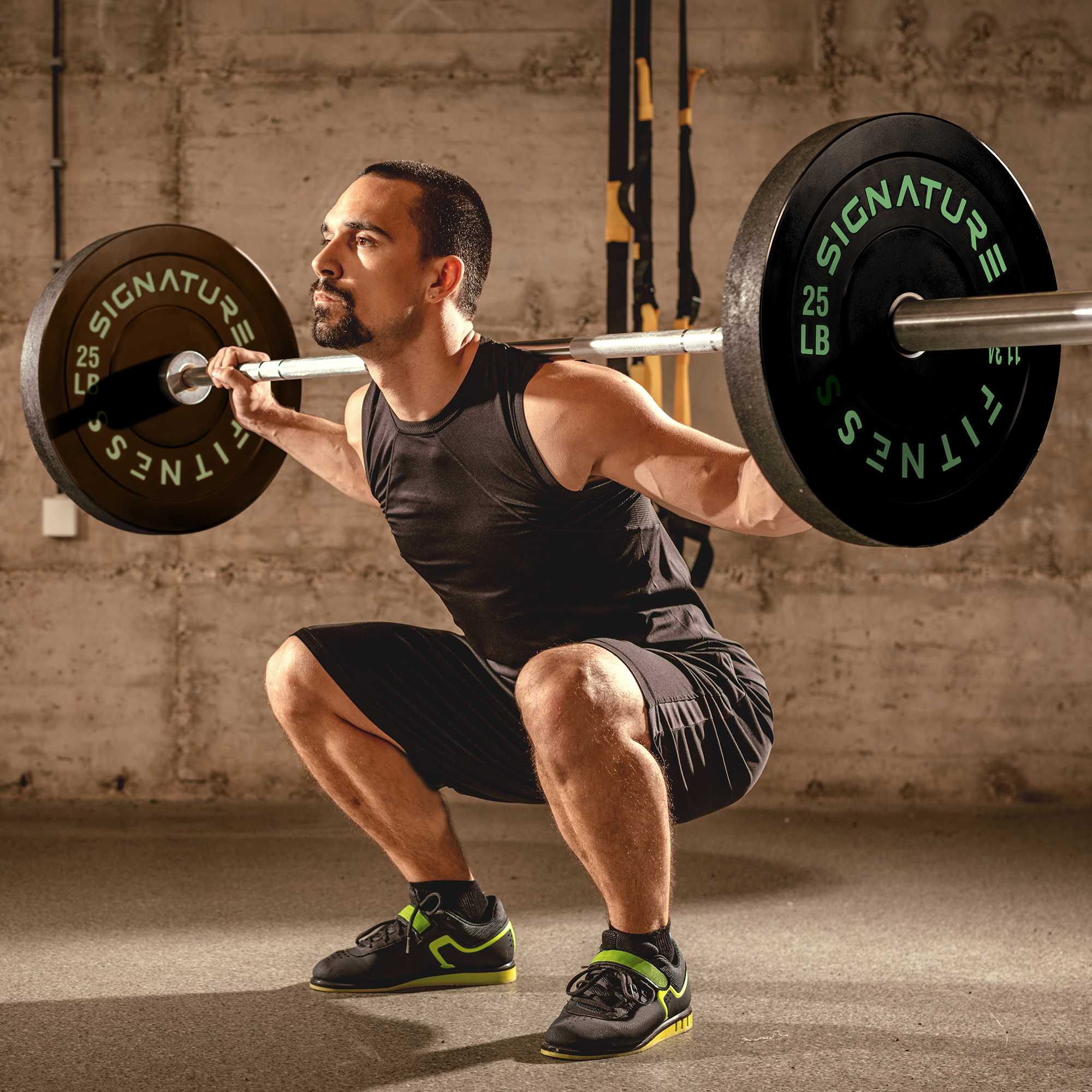 BalanceFrom 5FT Barbell Set with Color Letter Rubber Bumper Plates & Small Hub – Includes Pairs of 25LB, 35LB, 45LB, 55LB, Available in 120LB, 210LB, or 320LB Sets