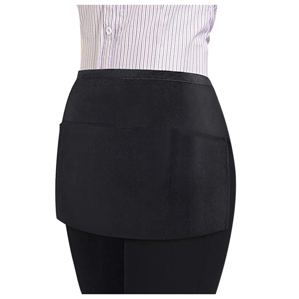 Server Apron With 3 Pockets Waist Apron For Waitress Waiter Chef Black Restaurant Apron Water Resistant Kitchen Serving Apron 1 Pack,server apron