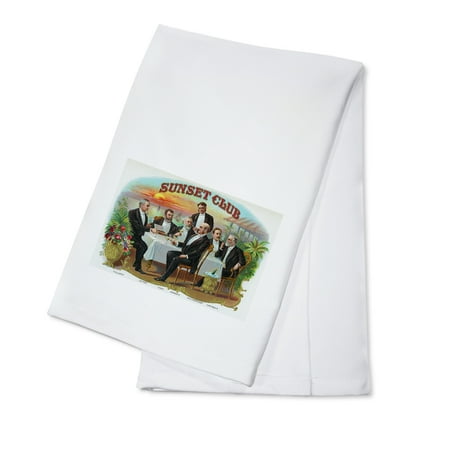 Linen Cotton Club - Sunset Club Brand Cigar Box Label (100% Cotton Kitchen Towel)