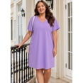 thumbnail image 6 of FEREMO Womens Plus Size 100% Cotton Short Sleeve V Neck Nightgown Ladies Sleepwear, 6 of 9