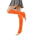 thumbnail image 3 of TRUBKH Fuzzy Leg Warmers Fur Leg Warmers Knee High Stockings for Women Thigh High Stockings Leg Warmers 80s Women Knee High Socks for Women Over the Knee Socks Orange One Size, 3 of 6