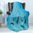 thumbnail image 4 of Hawaiian Soft Flannel Fleece Blanket, Group of Dolphins in Hawaii Wildlife Underwater Animals Tropical Aquatic Nature Picture, Cozy Plush for Indoor and Outdoor Use, 50" x 60", Blue, by Ambesonne, 4 of 5