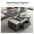 thumbnail image 6 of Guyii 3 in-1 Multi-Function Coffee Table, Lift Top Dining Table with 4 PU Stools, Grey Coffee Table Converts to Dining Table for Living Room, Kitchen, 6 of 11