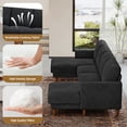 thumbnail image 4 of 106" Corduroy Sofa for Living Room, U Shaped Couch, Wood Frame, Black, 4 of 9