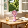thumbnail image 3 of Cute Handheld Mini Fan Portable Rechargeable Small Fan with Floral Design, USB Charging, Built-in Stand, Ideal Gift for Summer Outdoor Use, 3 of 5