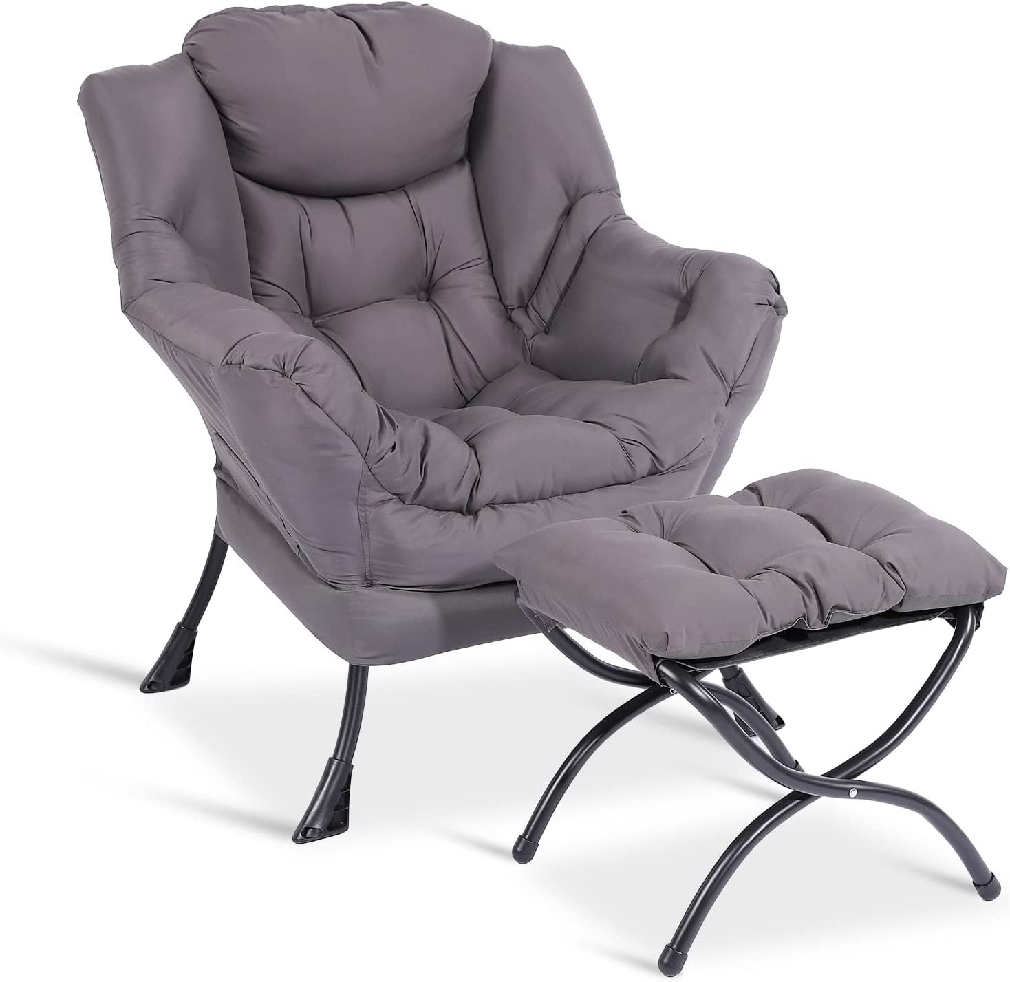 W WARMHOL Lazy Chair Upholstered Single Sofa Chair with Ottoman, Living