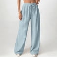 thumbnail image 2 of Loopsun Women Full Length Pants Print Striped Daily Outfits Mid Waist Drawstring Pocket Casual Long Pants, 2 of 5