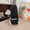 thumbnail image 4 of Solid Color Backpack with Zippered Side Pocket, Aesthetic School Backpack, Lightweight Breathable Bookbag for Middle School College, Black, 4 of 6
