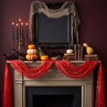 thumbnail image 2 of Halloween Mantel Scarf, 78.7 x 27.6 in Sheer Polyester Table Runner with Glitter Sequin Detail for Party Decor, 2 of 6