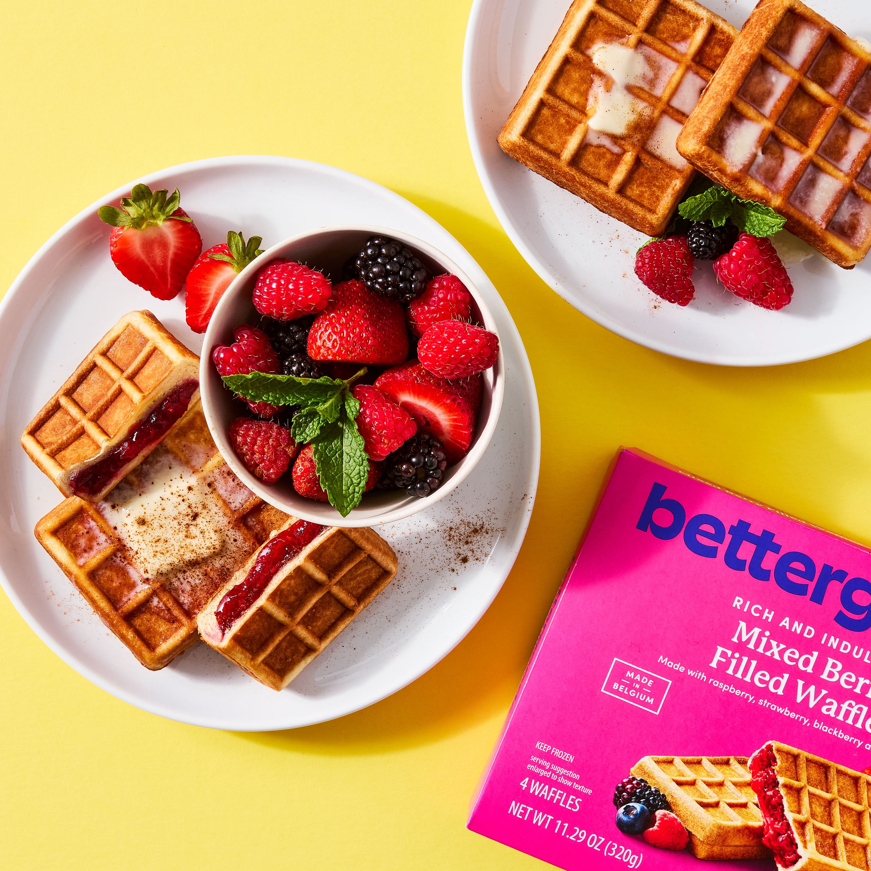 bettergoods Rich and Indulgent Mixed Berry Filled Waffles, 11.29 oz (Frozen)