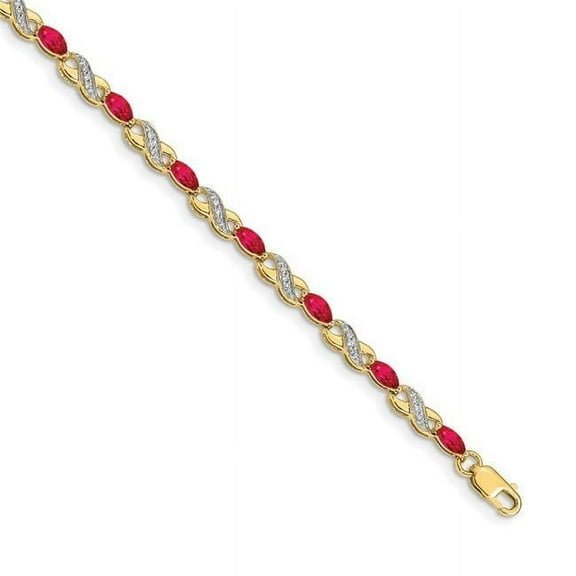 Primal Gold 14 Karat Yellow Gold Diamond and Ruby Infinity Bracelet