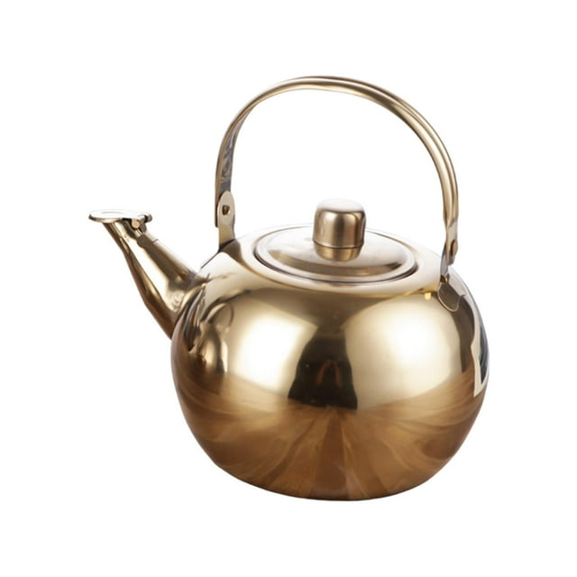 Transemion Stainless Steel Steeping Teapot Water Kettle for Leaf Home Tea Camping for Loose Gold 2L