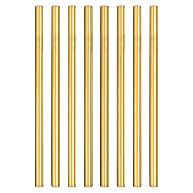 Reutilizables Metal Beber Pajitas, 8uds 8.46 Largo 0.47 Diámetro Inoxidable Acero Rectas Pajitas Congeladas Bebida Pajitas para Viajar Tazas, Cócteles (Oro)