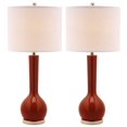 thumbnail image 1 of Safavieh Lighting Collection Mae Long Neck Blood Orange Ceramic 31-inch Bedroom Living Room Home Office Desk Nightstand Table Lamp (Set of 2) - LED Bulbs Included, 1 of 5