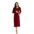 thumbnail image 5 of Women Maternity Nursing Nightgown Long Sleeve Button Neck Breastfeeding Sleepwear Pajama Dress, 5 of 5