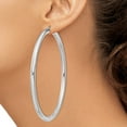 thumbnail image 3 of 925 Sterling Silver Women's Rhodium Plated Classic Tube 4mm Round Hoop Earrings | 80mm, 3 of 4