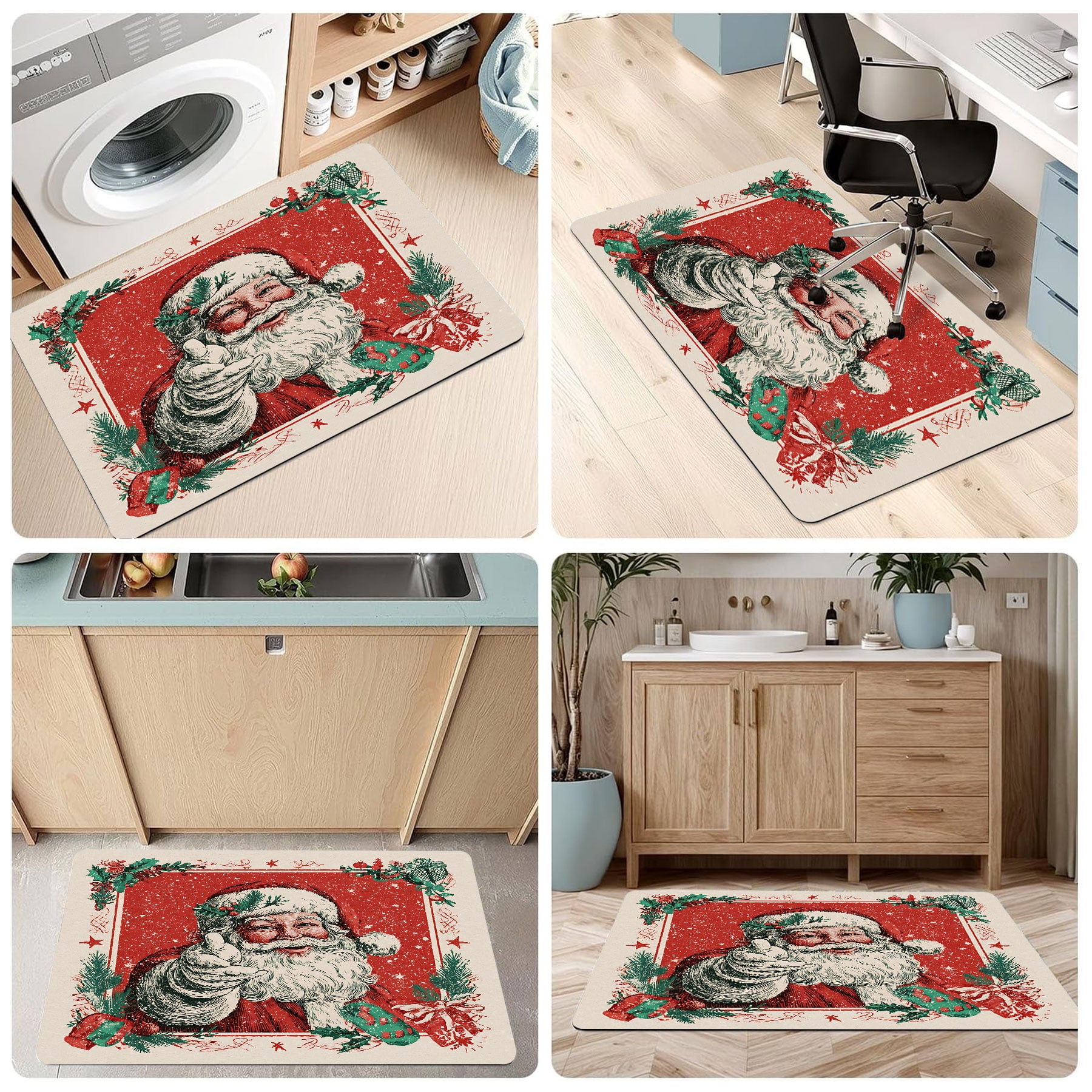 19.7x31.5inch Christmas Stove Cover, Non Slip Kitchen Mats for Floor Winter Stove Top Cover for Kitchen Decor Red Electric Stove Pad Xmas Party Non-Stick Gas Burners Covers Washable, 1Pc