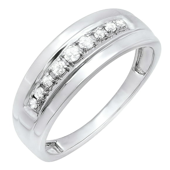 Dazzlingrock Collection 0.23 CT Round White Diamond Wedding Band for Men in 10K White Gold, Size 10