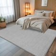 thumbnail image 5 of Gray 6x9 Area Rugs, Farmhouse Burlap Solid Grey Color Modern Linen Texture Non-Skid Rubber Backing Large Rectangle Rugs - Living Room Bedroom Home Office, Indoor Floor Mat Carpets Washable Rug, 5 of 9