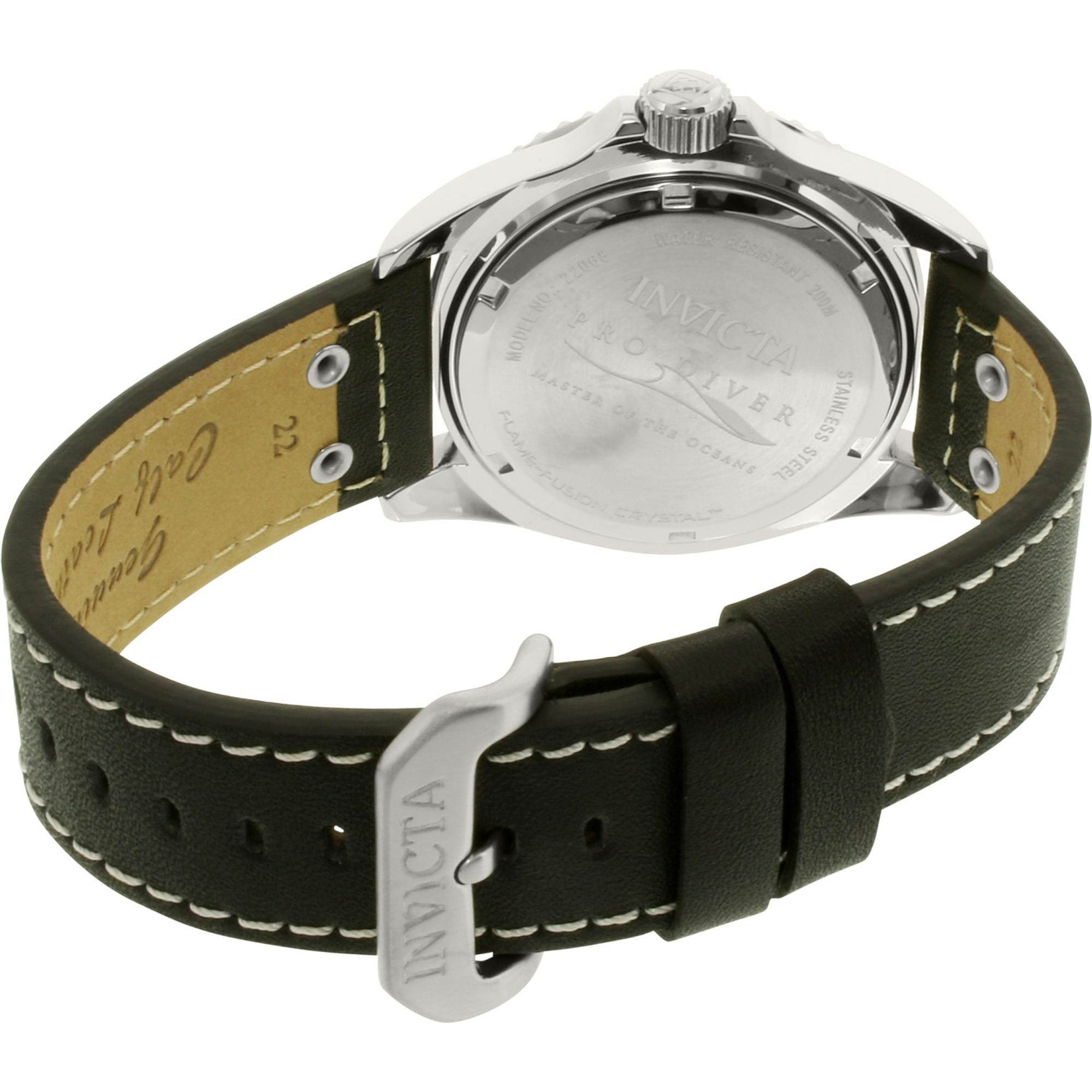 Invicta Men s Pro Diver 22068 Silver Leather Japanese Quartz Diving Watch Walmart