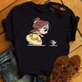 thumbnail image 2 of Camiseta con estampado con dibujo de princesa de Disney para mujer, pantalón corto informal a la moda, camisetas de manga, camisetas con estampado gráfico de dibujos animados de los años 90, 2 of 4