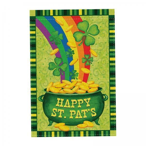 2x Bandera de jardín Patricio Tréboles cara Bandera de tréboles irlandeses para decoración de jardín y familia, 18 '' × Gloria banderas del día de san patricio