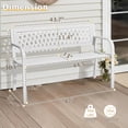 thumbnail image 3 of ZYPPPA  Outdoor Bench, 47" Iron Steel Frame Garden Bench with Mesh Pattern and Plastic Backrest Armrests, Patio Bench for Garden Park Yard Front Porch Patio, White, 3 of 17