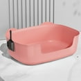 thumbnail image 2 of Your Holiday One Piece Litter Box Open Top Large Spill Proof Anti Kick Out High Sided Tray Plastic Pet Supplies In Peach Pink Pink, 2 of 6