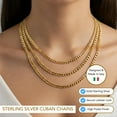 thumbnail image 3 of Tilo Jewelry Yellow Gold Plated 925 Sterling Silver Miami Cuban Link Chain Necklace with Secure Lobster Lock | 2mm - 18 Inch | Everyday Necklace for Men & Women, 3 of 13