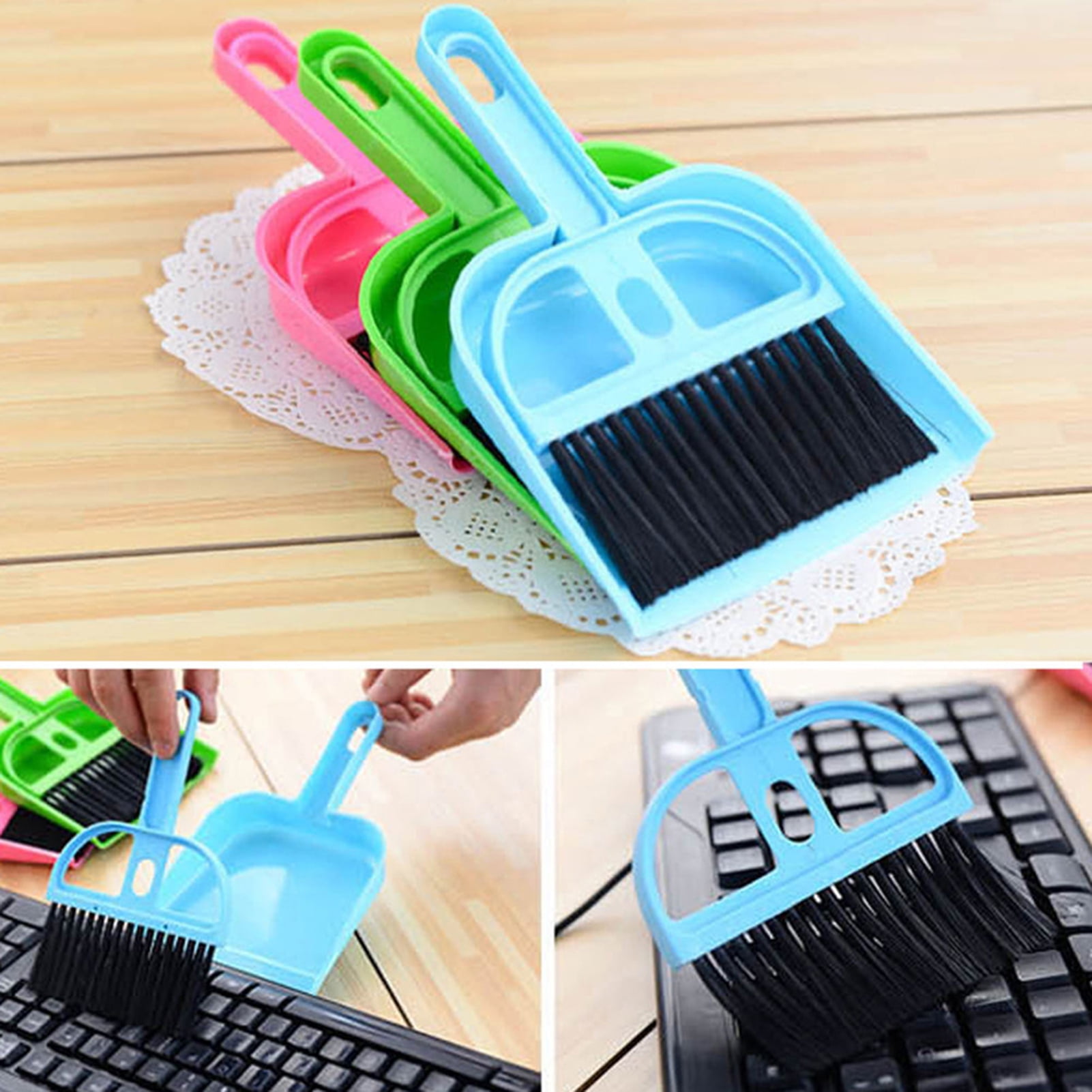 1/5x Black Mini Cleaning Brush Tool Corner Keyboard Dust Remover Cleaner Dustpan 