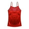 thumbnail image 4 of YEAHDOR Big & Little Girls Metallic Spaghetti Shoulder Straps Camisole Sleeveless Tank Tops Dance Costume Red-A 4, 4 of 7