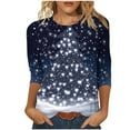 thumbnail image 2 of LEKWK Sparkly Christmas Shirts for Women Xmas Tree Crew Neck 3/4 Sleeve Tops Womens Christmas Blouse Workout Christmas Outfits for Women, 2 of 5