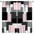 thumbnail image 2 of Pink and Black Curtains Gray White Geometric Silver Dark Abstract Square Art Curtain with Rod Pocket for Bedroom Living Room Home Decor Drapes Window Treatments 2 Panels Set 42x54, 2 of 3
