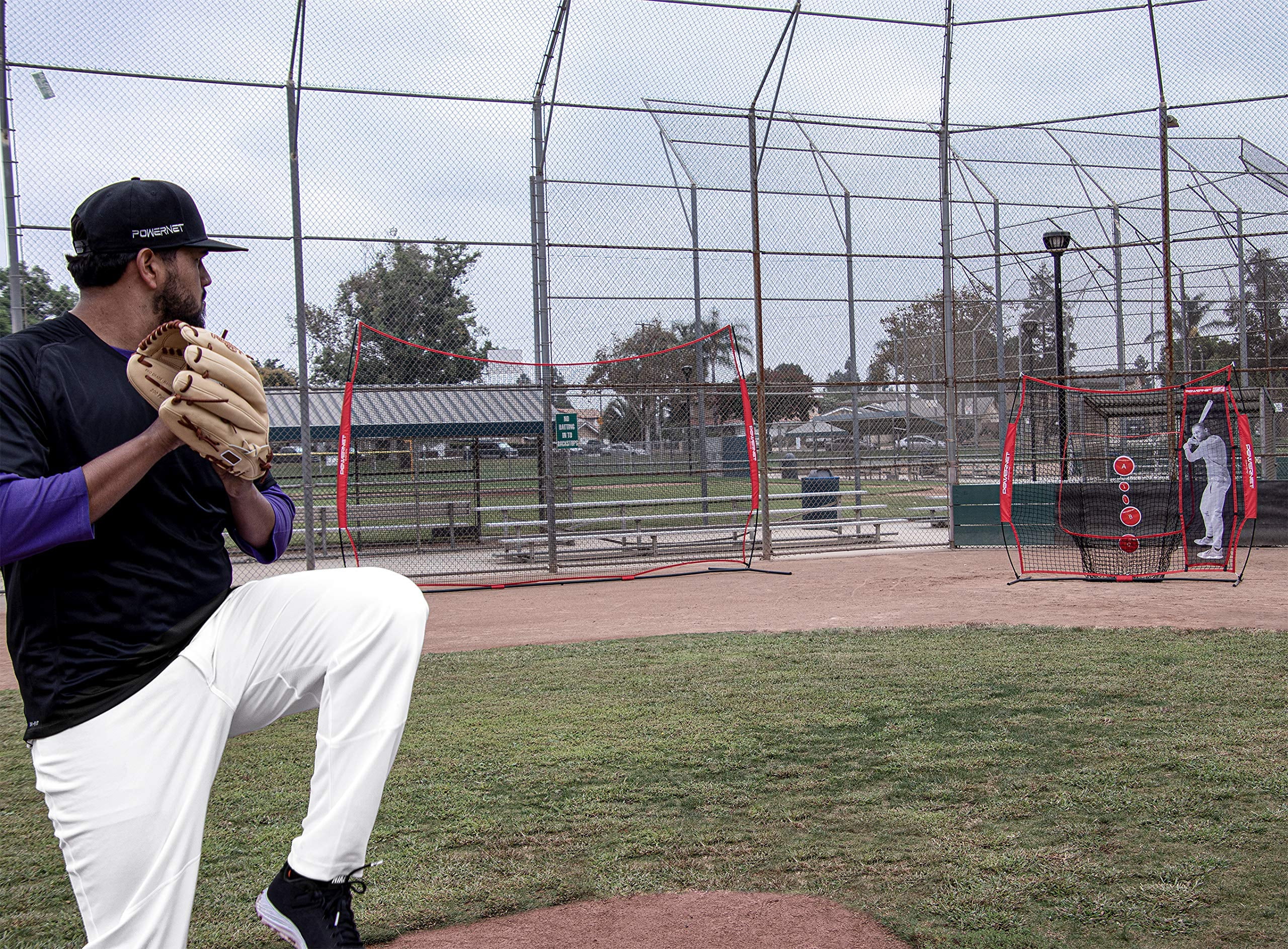 PowerNet Stand-in Batter & Strike Zone, Pitching Aid Attachments for Softball & Baseball Net, Improve Pitching Accuracy, Baseball Equipment for Pitching (Stand-In Batter & Strike Zone)