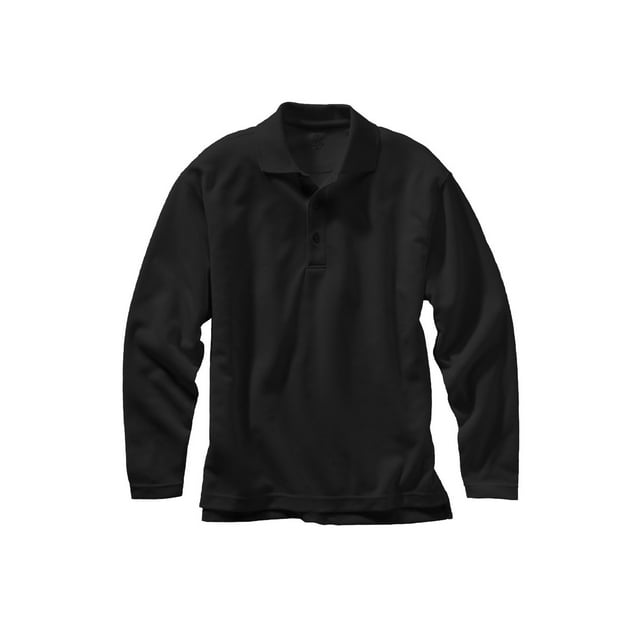 Ed Clothes Polo en Maille à Manches Longues Évacuant l'Humidité, Noir, Petit