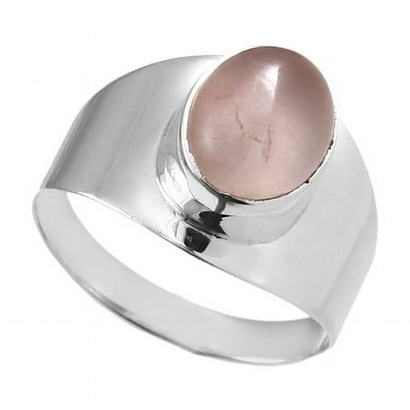 Eternity 925 Sterling Silver Rose Quartz Gemstone Women Ring Jewelry