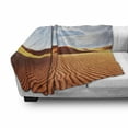thumbnail image 3 of Desert Soft Flannel Fleece Throw Blanket, Idyllic Landscape with Dunes Sunny Sky Clouds Tranquility Solitude, Cozy Plush for Indoor and Outdoor Use, 50" x 60", Orange Yellow Pale Blue, by Ambesonne, 3 of 6