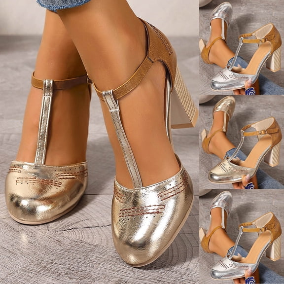 Sandals Women Chunky Heel Open Toe Summer Daily Shoes High Heels Women Outdoor Indoor Fashion Comfy Sandals Beach Casual Sandals Shoes