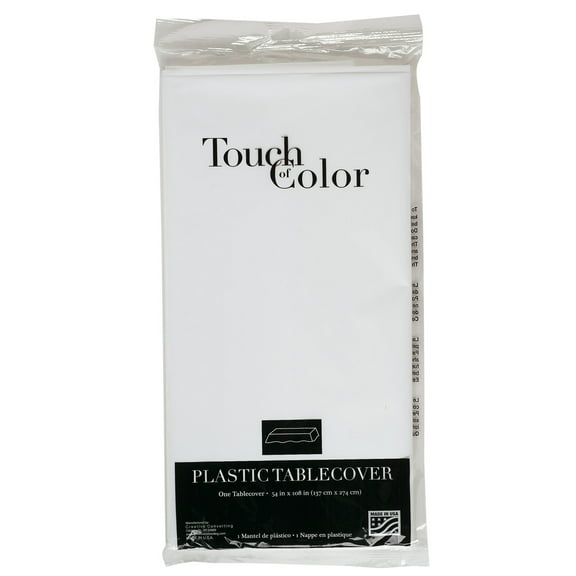 Creative Converting Plastic Tablecovers, 54 x 108, White