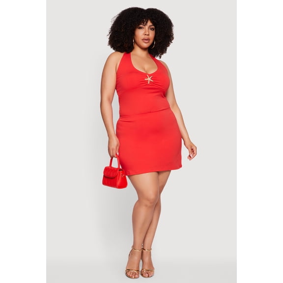 Women's Plus Size High Waisted Mini Pencil Skirt