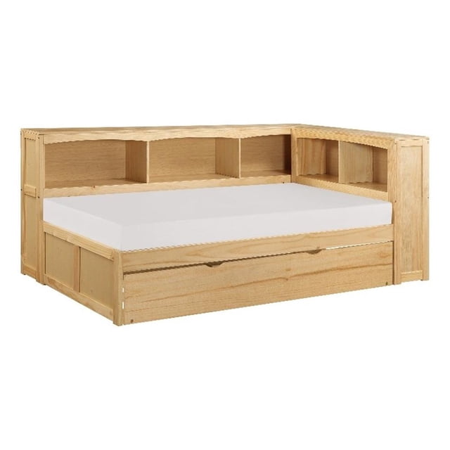 Lexicon Lit d'Angle Contemporain pour Lit Simple avec Tiroir-Lit Simple en Pin Naturel